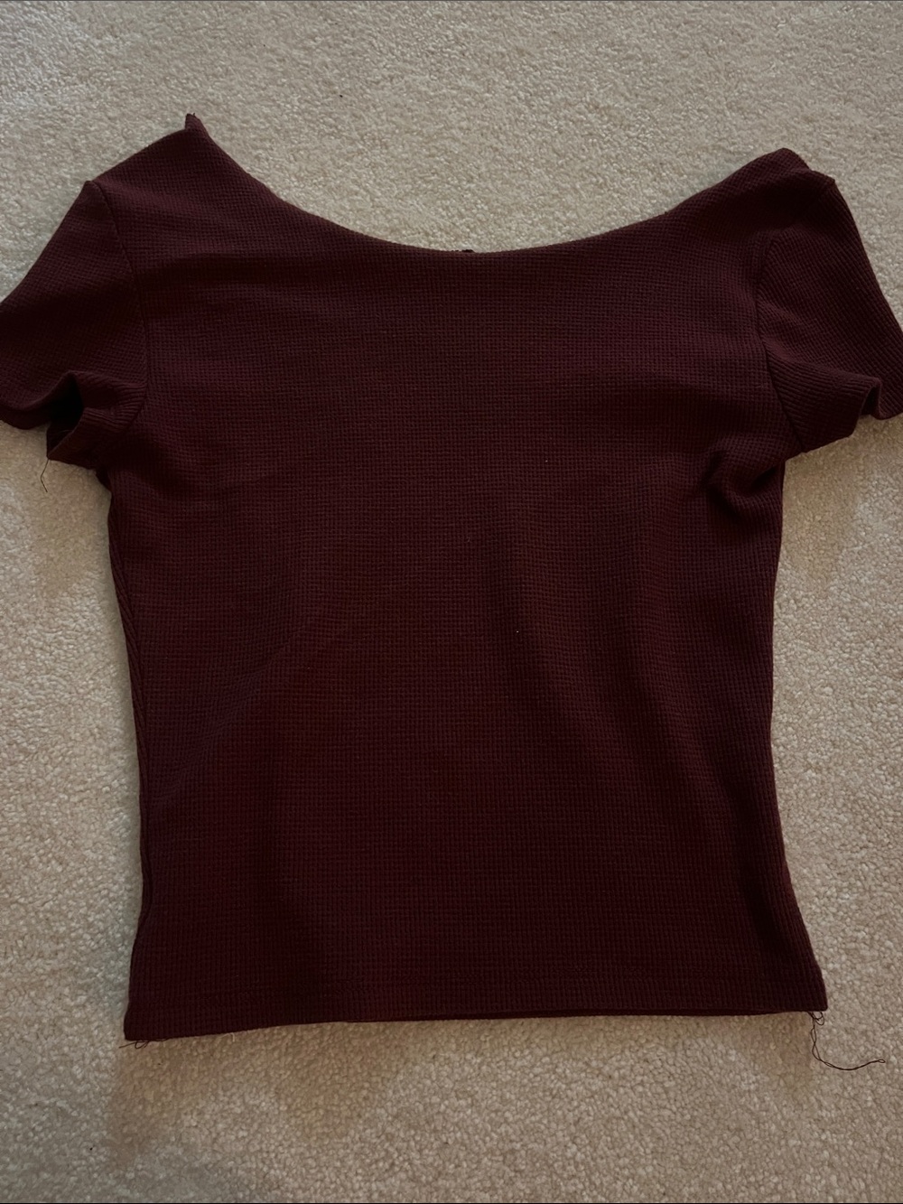 Maroon Women's cut Off-Shoulder Ribbed Top - Deep Wine